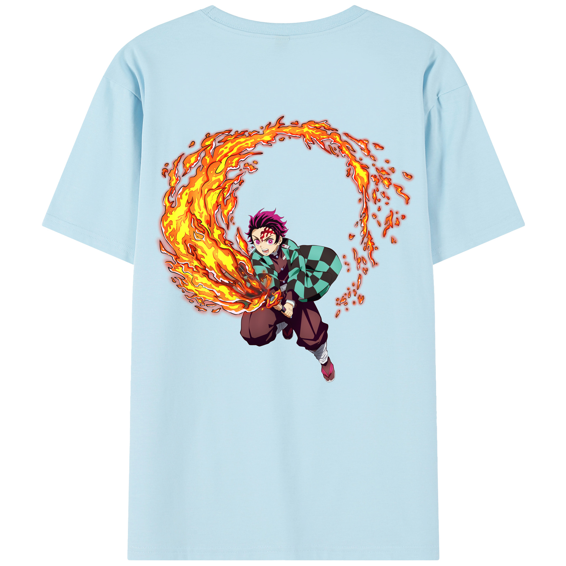 （画像用） 鬼滅の刃 竈門 炭治郎／かまど たんじろう Kamado Tanjirou 綿100％半袖Tシャツ（背面プリント）